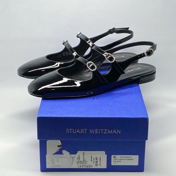Stuart Weitzman embellished Patent Leather Slingback Flats size 7 - Picture 10 of 12
